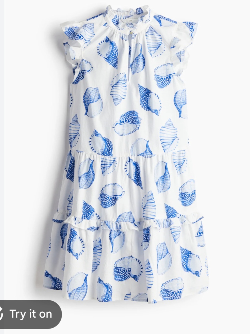 NWOT H&M Blue and White Seashell Dress sz. XS